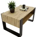 Produktbild: CraftPAK Wohnzimmer Tisch für Couch aus hochwertigem Holz, moderner Couchtisch mit zusätzlicher Ablagefläche, Sofatisch für Wohnzimmer, wohnzimmertisch schwarz, couchtisch schwarz