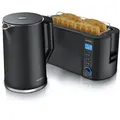 Produktbild: Arendo Frühstücksset, Wasserkocher ELEGANT 1,5 Liter, 4-Scheiben Langschlitz Toaster, Schwarz
