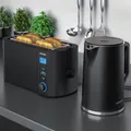 Produktbild: Arendo Frühstücksset, Wasserkocher ELEGANT 1,5 Liter, 4-Scheiben Langschlitz Toaster, Schwarz