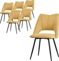 Produktbild: ML-Design Esszimmerstühle 6er Set Senfgelb, Sitzfläche aus Polyester mit schwarzen Metallbeinen, Küchenstühle mit Rückenlehne