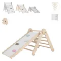 Produktbild: MAMOI® Klettergerüst Indoor, Kletterdreieck mit Rutsche Holz, Kletterturm Rutschbrett, Kletterbogen Rutsche, Klettergerüst, Montessori Spielzeug