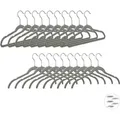 Produktbild: Relaxdays Kleiderbügel Samt, platzsparende Bügel, rutschfester Velourbezug, Haken 360° drehbar, Anzug, 20er Set, grau