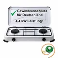 Produktbild: Campingkocher Gaskocher 2 flammig 50mbar Gasherd Gasregler Gasschlauch 4, 3