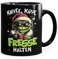 Produktbild: MoonWorks® Tasse Weihnachten fallt aus Grinch Geschenkidee Weihnachtsmuffel Kaffebecher mit Aufdruck Lustig Schwarz standard