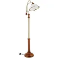Produktbild: Stehlampe, Bogenleuchte Im Jugendstil, Glasschirm, Holz, E27 Fassung, Hxbxt: 166 X 40 X 36 Cm, Braun/gold - Relaxdays