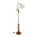 Produktbild: Relaxdays Stehlampe, Bogenleuchte im Jugendstil, Glasschirm, Holz, E27 Fassung, HxBxT: 166 x 40 x 36 cm, braun/gold