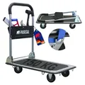 Produktbild: Klappbarer Profi-Transportwagen RHINO 150 mit Werkzeugtasche & 6 Sicherungsösen | Traglast 150kg | Vollgummibereifung | 2x 360° Lenkrollen & 2x B...