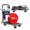 Produktbild: PROREGAL Profi-Plattformwagen Transportwagen Rhino 150kg klappbar mit Gummiräder, 360° Lenkrollen & Bockrollen mit Feststellbremse, mit Werkzeugtasche & 6 Sicherungsösen, Transporthilfe groß & leicht