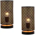 Produktbild: Marrakesch Orient & Mediterran Interior Nachttischlampe 2er Set Moderne Deko Tischlampe Nachttischlampe Lampe Tuza Schwarz, Leuchtmittel nicht im Lieferumfang, Handarbeit schwarz