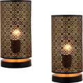 Produktbild: Marrakesch 2er Set Tischlampe Nachttischlampe 25cm groß | Orientalische Deko Lampe im Wohnzimmer Schlafzimmer oder Kinderzimmer | Moderne Tischleuchte Tuza schwarz aus Metall mit E27 Fassung