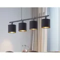 Produktbild: Reality Leuchten - Pendelleuchte tommy 4-flammig Stoff Lampenschirme Schwarz Gold, Breite 75cm
