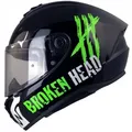 Produktbild: Broken Head Motorradhelm Adrenalin Therapy 4X Schwarz-Neon-Grün Glanz, Limited Edition, Optik für Adrenalin-Junkies! M (57-58 cm)
