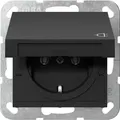 Produktbild: Gira SCHUKO-Steckdose 16A 250V mit Klappdeckel System 55 Schwarz matt