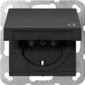 Produktbild: Gira 4454005 Schutzkontakt-Steckdose Klappdeckel, System 55, schwarz matt