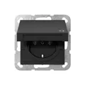 Produktbild: Gira 4454005 SCHUKO-Steckdose 16 A 250 V~ mit Klappdeckel System 55 Schwarz matt