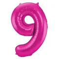 Produktbild: XL Folienballon Zahl 9 in magenta, 86 cm, 1 Stück, Helium Ballon (unbefüllt)