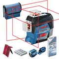Produktbild: Bosch Professional Linienlaser GLL 3-80 C (m. App-Funktion, roter Laser, Innenbereich, max. Arbeitsbereich: 30 m, 4x AA Batterie, Tasche, in Karton)