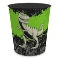 Produktbild: itenga Papierkorb für Kinder mit Motiv - rund ca. 11 Liter - Mülleimer fürs Kinderzimmer - stabiler Kunststoff (Motiv TREX)
