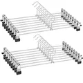 Produktbild: Amber Home 20 Stück 40cm Chrom Eisen Kleiderbügel, Silber Metall Hosenbügel Aufhänger für Hosen Shorts Rock Socken Unterwäsche, mit rutschfest Clips