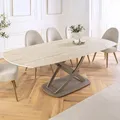 Produktbild: riess-ambiente Ausziehbarer Esstisch INCEPTION 130-190cm oval Travertin Keramik champagner greige