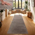 Produktbild: Paco Home Teppich Wohnzimmer Kunstfell weich waschbar modern elegant pflegeleicht Felloptik Uni Seidenglanz flauschig Hochflor, Grösse:60x90 cm, Farbe:Taupe