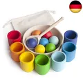 Produktbild: Ulanik Regenbogen Bälle in Tassen Montessori Spielzeug Holz Sorter Spiel 7