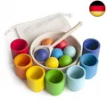 Produktbild: Ulanik Regenbogen Bälle in Tassen Montessori Spielzeug Holz Sorter Spiel 7
