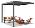 Produktbild: PRIMEYARD Terrassenüberdachung 3x3 m Aluminium Pfosten mit Lamellendach aus Stahl anthrazitfarbene Anbaupergola