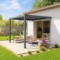 Produktbild: PRIMEYARD  3x3 m Anbaupergola in Anthrazit, mit Lamellendach in anthrazit - (400136)