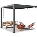 Produktbild: Primeyard Terrassenüberdachung 3x3 M Aluminium-pfosten Mit Lamellendach Aus Stahl Anthrazitfarbene Anbau-pergola