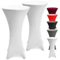 Produktbild: Beautissu 2er Set Stretch Stehtisch Husse Weiß Ø 70-75 cm Stella – Verstärkung im Fußbereich & 40°C waschbar, rutschfest & bügelfreie Husse für Stehtisch & Bistrotisch als Tisch-Überzug