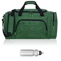 Produktbild: Sporttasche Damen Herren Color Big 55 cm 40 L Nassfach Reisetasche Sport Fitness Sauna Tasche groß 1296 + Trinkflasche (Dark Green (Dunkelgrün))