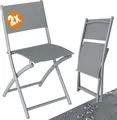 Produktbild: CASARIA® Gartenstühle Klappbar 130kg Belastbarkeit Metall Wetterfest 46x52x80 Garten Balkon Terrasse Stuhl Möbel Gartensessel Klappstühle Grau, Farbe:Grau, Größe:2er Set