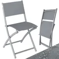 Produktbild: Casaria® Gartenstühle 2er Set Klappbar 130kg Belastbarkeit Metall Wetterfest 46x52x80 Garten Balkon Terrasse Stuhl Möbel Gartensessel Klappstühle Grau