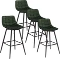 Produktbild: WOLTU Barhocker 4er Set Designer Barstuhl Hocker Tresenhocker Bistrohocker mit Fußstütze Samt Metall Dunkelgrün