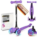 Produktbild: kinnaz ONE, über 100.000 Roller für Kinder 3 Jahre verkauft, Tretroller 2 bis 7 Jahre, Roller Kinder 4 Jahre, LED räder, faltbar, höhe einstellbar, tagkeeper, Hamburger Unternehmen, lila