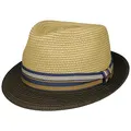 Produktbild: Stetson Licano Toyo Trilby Strohhut Herren Fedora UV-Schutzfaktor 40+ Ripsband Zweifarbig Krempe Frühjahr Sommer Oliv XL (60-61 cm)