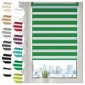 Produktbild: Doppelrollo Klemmfix ohne Bohren 30cm x 130cm Grün Duo Rollo Klemmrollo Sonnenschutzrollo Fensterrollo für Fenster & Türen Zebrarollo Seitenzugrollo