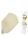 Produktbild: 2tlg. Set | Dove Regenerierend Bodylotion Kokos-& Mandelduft + Massage-Handschuh
