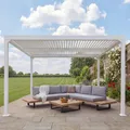 Produktbild: Alu Pergola MCW-L41, Lamellen-Pavillon Terrassenüberdachung, stabiles 8cm-Metall-Gestell 3x3,7m weiß