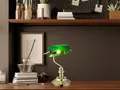 Produktbild: Retro Schreibtischlampe Messing mit Lampenschirm Grün Designklassiker Tischlampe