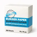 Produktbild: Belmalia ► 500 Blatt ◄ Eckiges Burgerpapier Backpapier Patty Paper für Hamburger, Frikadellen, Patties, Presse, Grill, Antihaftbeschichtet, 14 x 14 cm