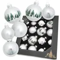 Produktbild: Krebs Glas Lauscha Weihnachtskugeln Silber Waldset 16-tlg. 5-7cm