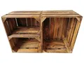 Produktbild: Teramico Alte geflammte Obstkisten/Holzkisten in vielen Variationen -Ideal zum Möbelbau oder zur Aufbewahrung- Sehr massiv und stabil verarbeitet (2er Set / 1 x Boden Quer)