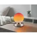 Produktbild: Meinewunschleuchte - led Tischleuchte Glasschirm Orange Sockel Silber - per Touch dimmbar, Höhe 15cm