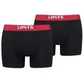Produktbild: Levi's Herren Boxershorts, 2er Pack - Solid Basic Boxer Brief Organic, Logobund Schwarz/Rot L