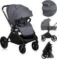 Produktbild: Lionelo Kombikinderwagen Mika Plus 2in1 bis 38 Monate (22kg), XXL-Verdeck mit UPF50+, 3-stufige Verstellung des Elterngriffs - Grey Stone