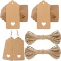 Produktbild: 100stk Geschenk Anhänger Braun, 4.5x9.5CM Kraftpapier Etiketten Tags, 300g/m²...