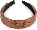 Produktbild: styleBREAKER Damen Haarreif mit Knoten in Kunstleder Optik, Retro Style Haarband, Headband 04026046, Farbe:Cognac