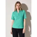 Produktbild: Poloshirt CECIL, Damen, Gr. L (42), grün (agave grün), Web, 100% Baumwolle, unifarben, normal normal, hoch geschlossener Ausschnitt, abgesteppt, Shirts, aus reiner Baumwolle